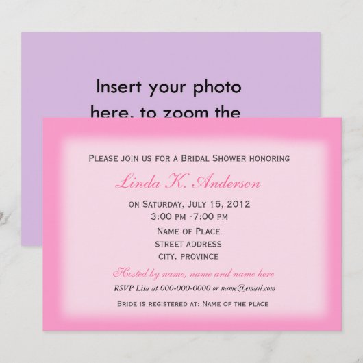 Bridal doucheuitnodiging, voeg je foto toe kaart (Voorkant / Achterkant)