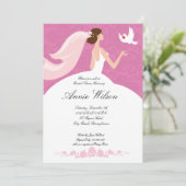 Bridal doucheuitnodigkaart met witte duif kaart (Staand voorkant)