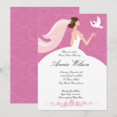Bridal doucheuitnodigkaart met witte duif kaart (Voorkant / Achterkant)