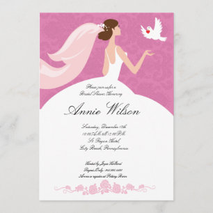 Bridal doucheuitnodigkaart met witte duif kaart