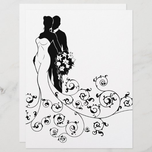 Bridal Dress Silhouette (Bride en Groom Wedding) (Voorkant / Achterkant)