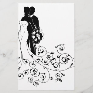 Bridal Dress Silhouette (Bride en Groom Wedding) Briefpapier