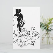 Bridal Dress Silhouette (Bride en Groom Wedding) Briefpapier (Staand voorkant)
