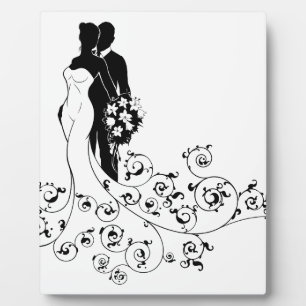 Bridal Dress Silhouette (Bride en Groom Wedding) Fotoplaat