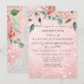 Bridal Dress Spark Roos Floral Pink Rose Florals Kaart (Voorkant / Achterkant)