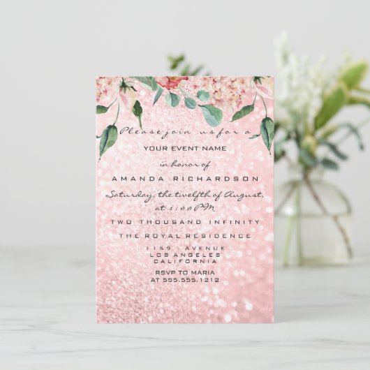 Bridal Dress Spark Roos Floral Pink Rose Florals Kaart (Staand voorkant)