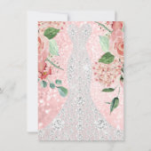 Bridal Dress Spark Roos Floral Pink Rose Florals Kaart (Achterkant)