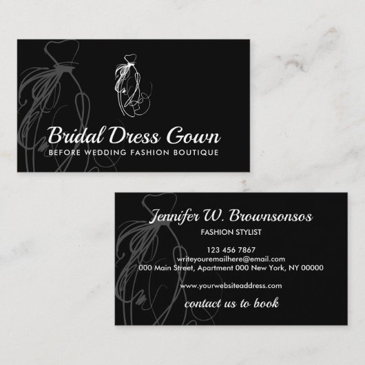 Bridal Dress van Black Wedding Gown Visitekaartje (Voorkant / Achterkant)