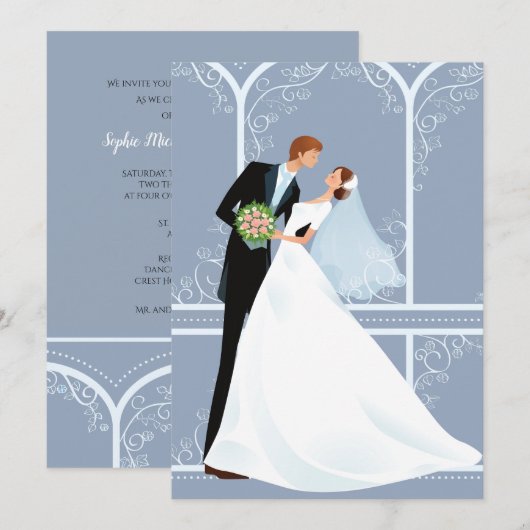 Bridal Embrace Wedding Uitnodiging (Voorkant / Achterkant)