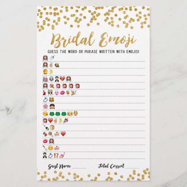 Bridal emoji game met Answers Vrijgezellenfeest ga (Voorkant)