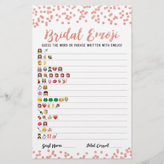 Bridal emoji game met Answers Vrijgezellenfeest ga (Voorkant)