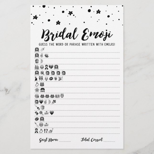 Bridal emoji game met Answers Vrijgezellenfeest ga (Voorkant)