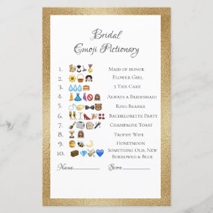 Bridal Emoji Pictionary Game Antwoorden papierblad