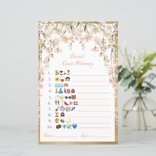 Bridal Emoji Pictionary Kaukasus Game Paper Blad (Staand voorkant)