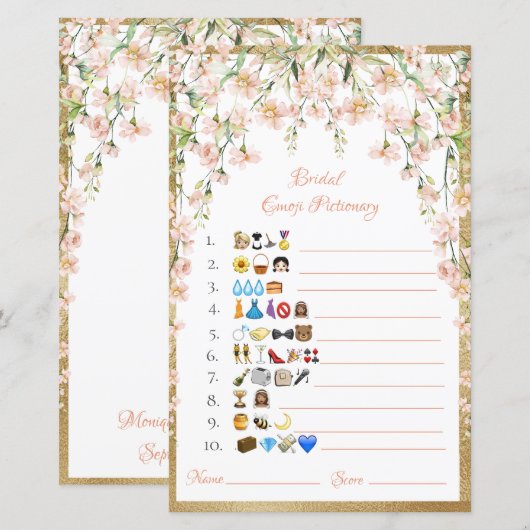 Bridal Emoji Pictionary Kaukasus Game Paper Blad (Voorkant / Achterkant)