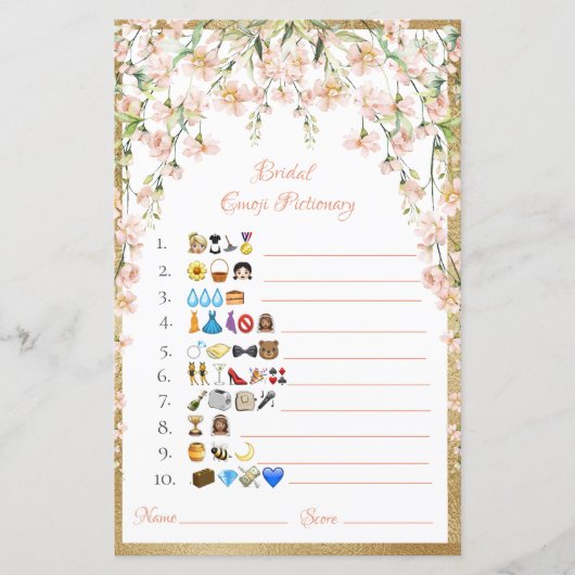 Bridal Emoji Pictionary Kaukasus Game Paper Blad (Voorkant)