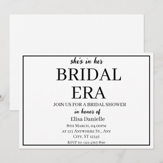 Bridal Era Minimalist Modern Custom Vrijgezellenfe Kaart (Voorkant / Achterkant)