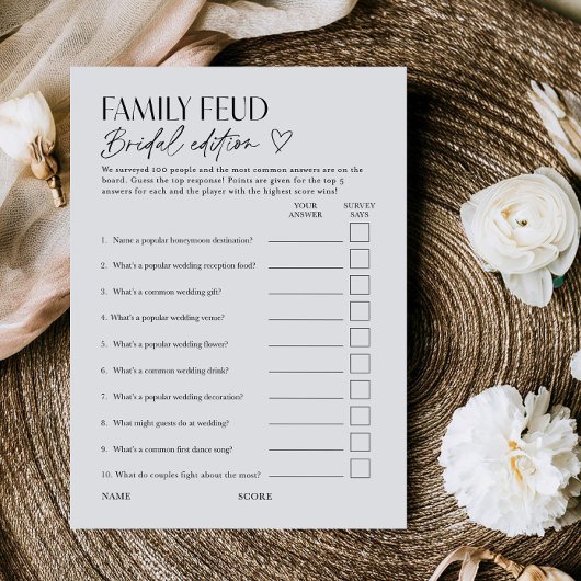 Bridal Feud Popular TV Game Show Trivia Card Kaart