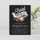 Bridal Floral Bouquet en Banner Shower Invitation Kaart (Staand voorkant)