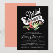 Bridal Floral Bouquet en Banner Shower Invitation Kaart (Voorkant / Achterkant)