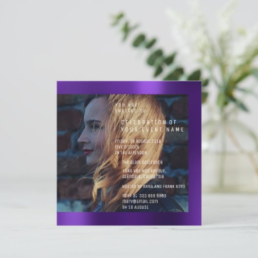 Bridal Foto Afstuderen Birthday Plum Kaart (Staand voorkant)