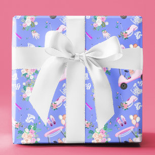 Bridal Golf Vrijgezellenfeest Naadloos Patroon Cadeaupapier