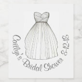 Bridal Gown Wedding Dress Shower Bachelorette Wijn Etiket (Enkel label)