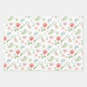 Bridal-groene en roze tropische bladeren en bloeme inpakpapier vel (Voorkant)