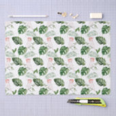 Bridal groene Waterverf Tropische bladeren Roze vo Tissuepapier (Craft)