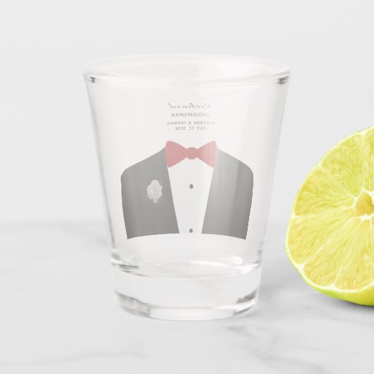 Bridal Groomsman Red Stropdas Shot glass Shot Glas (Achterkant)