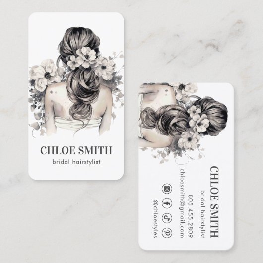 Bridal Haarstylist bruiloft specialist Waterverf Visitekaartje (Voorkant / Achterkant)