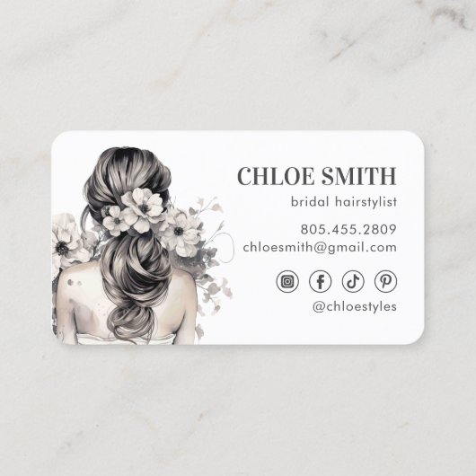 Bridal Haarstylist bruiloft specialist Waterverf Visitekaartje (Achterkant)