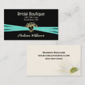Bridal Heart en Aqua Ribbon Visitekaartje (Voorkant / Achterkant)