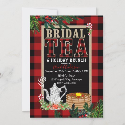 Bridal Holiday Tea & Brunch Elegant Rustic Pset Kaart (Voorkant)