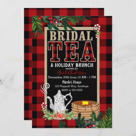Bridal Holiday Tea & Brunch Elegant Rustic Pset Kaart (Voorkant / Achterkant)
