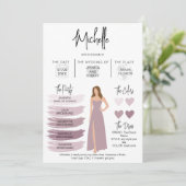 Bridal Kaart Bridal Partij Bridesmaid Info (Staand voorkant)