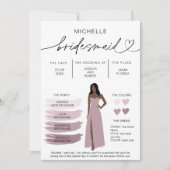 Bridal Kaart Bridal Partij Bridesmaid Info (Voorkant)