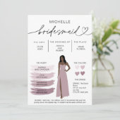 Bridal Kaart Bridal Partij Bridesmaid Info (Staand voorkant)