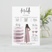 Bridal Kaart Bridal Partij Bridesmaid Info (Staand voorkant)