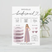 Bridal Kaart Bridal Partij Bridesmaid Info (Staand voorkant)