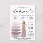 Bridal Kaart Bridal Partij Bridesmaid Info (Voorkant / Achterkant)
