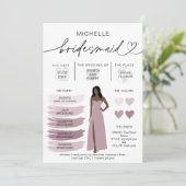 Bridal Kaart Bridal Partij Bridesmaid Info (Staand voorkant)
