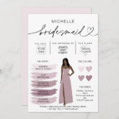 Bridal Kaart Bridal Partij Bridesmaid Info (Voorkant / Achterkant)