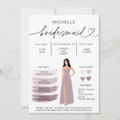 Bridal Kaart Bridal Partij Bridesmaid Info (Voorkant)