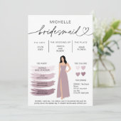 Bridal Kaart Bridal Partij Bridesmaid Info (Staand voorkant)