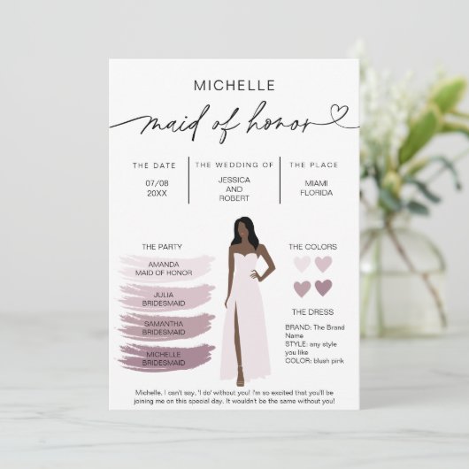 Bridal Kaart van Honor Info (Staand voorkant)