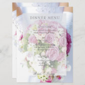 Bridal Lace Flower bewerkbaar trouwmenu Menu (Voorkant / Achterkant)