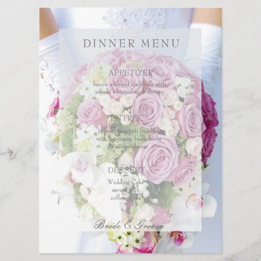 Bridal Lace Flower bewerkbaar trouwmenu Menu (Voorkant)