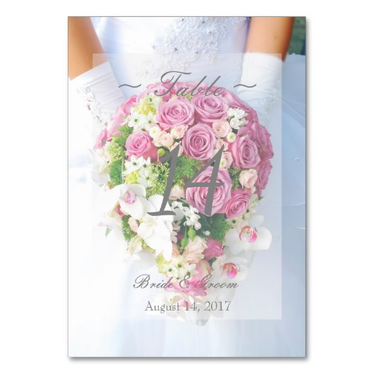 Bridal Lace Flower editable Wedding Table Number Kaart (Voorkant)