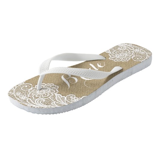  Bridal Land Rustic Burlap en Lace Teenslippers (Schuin)